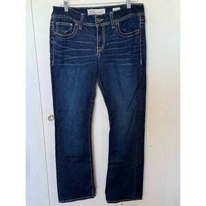 Women's BKE Denim Dakota Jeans Size 31 Dark Blue Wash 5 pocket bootcut
